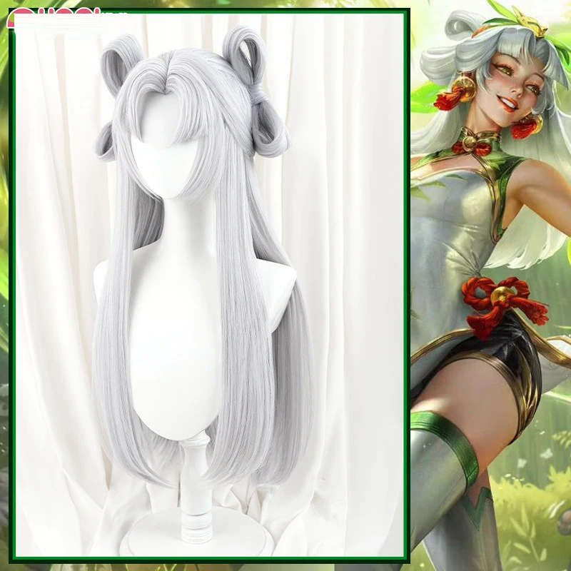 Game LOL Panda Pal Lux Cosplay Wig Silver Grey Heat Resistant Synthetic Hair Women Halloween Party Carnival Role Play Props