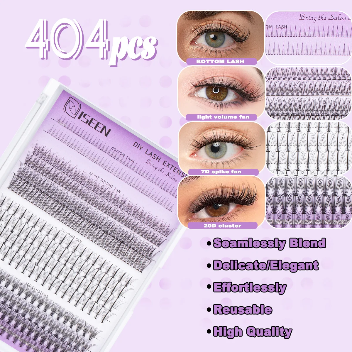 ISEEN DIY Eyelash Extension Kit Individual Eyelashes Kit with Lash Bond & Seal and Lash Tweezers and Brush