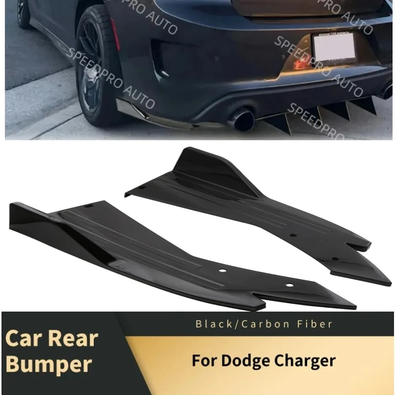 

Rear Bumper Spoiler Lips For D0dge Charger Splitter Diffuser Scratch Protector Trims Side Skirt Extension Body Kit Black