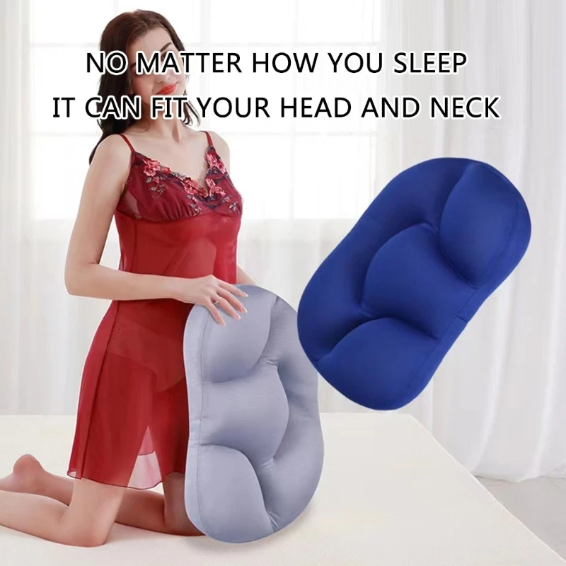 Cervical Pillow with Memory Foam Eggs Shape Head Massager Cushions Provide Comfort for Stomach, Back, and Side Sleepers