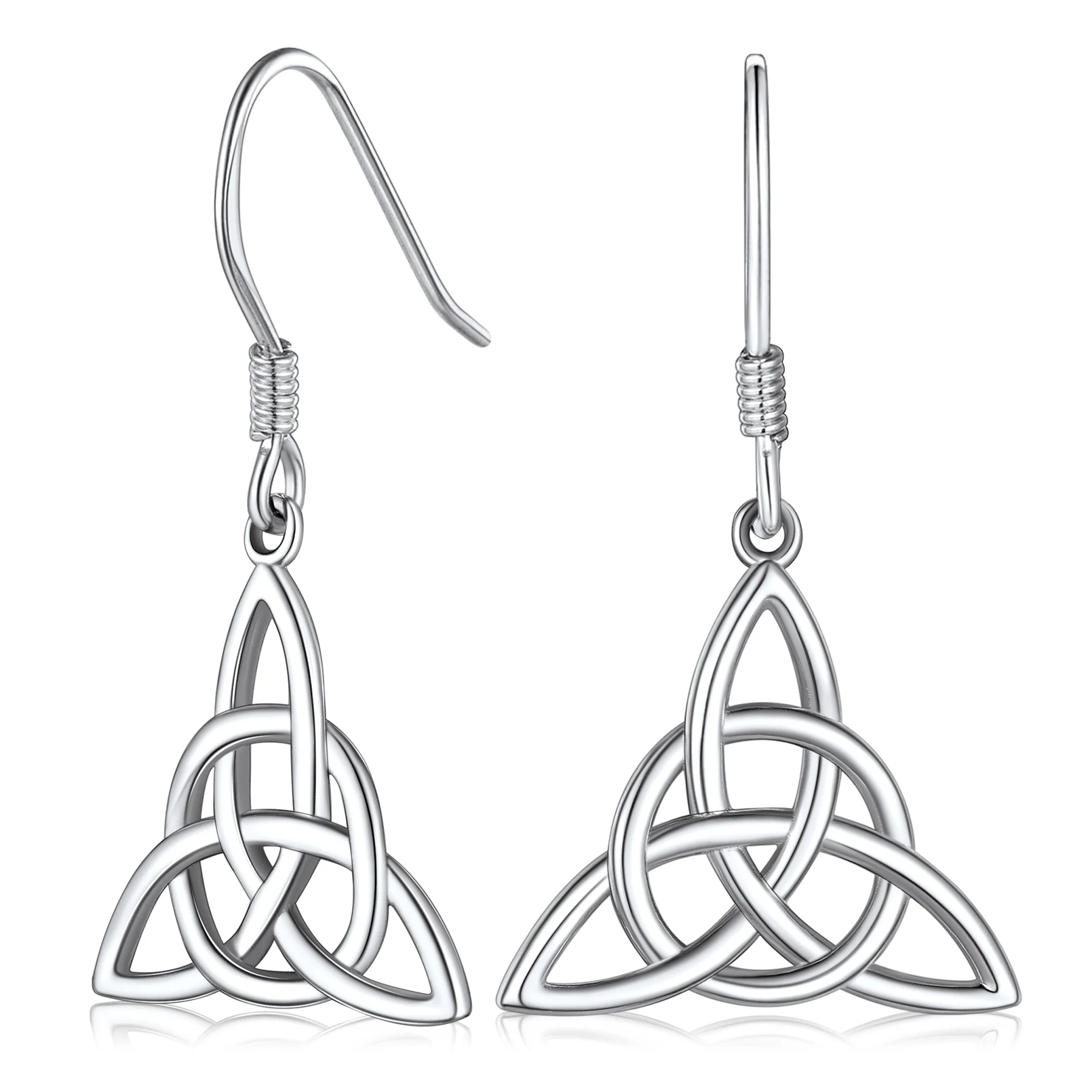 

U7 925 Sterling Silver Interlocking Triangle Earrings for Woman Good Luck Irish Celtic Knot Earrings Dainty Jewelry Gift for Her