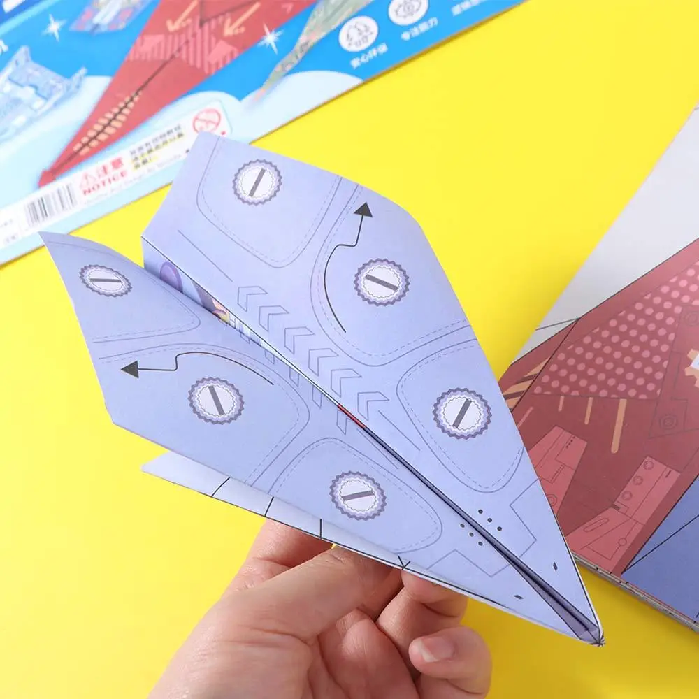 Paper Handmade Colored Paper Set Art Learning Montessori Airplane Origami Set Cartoon Folding Versatile Paper Aircraft