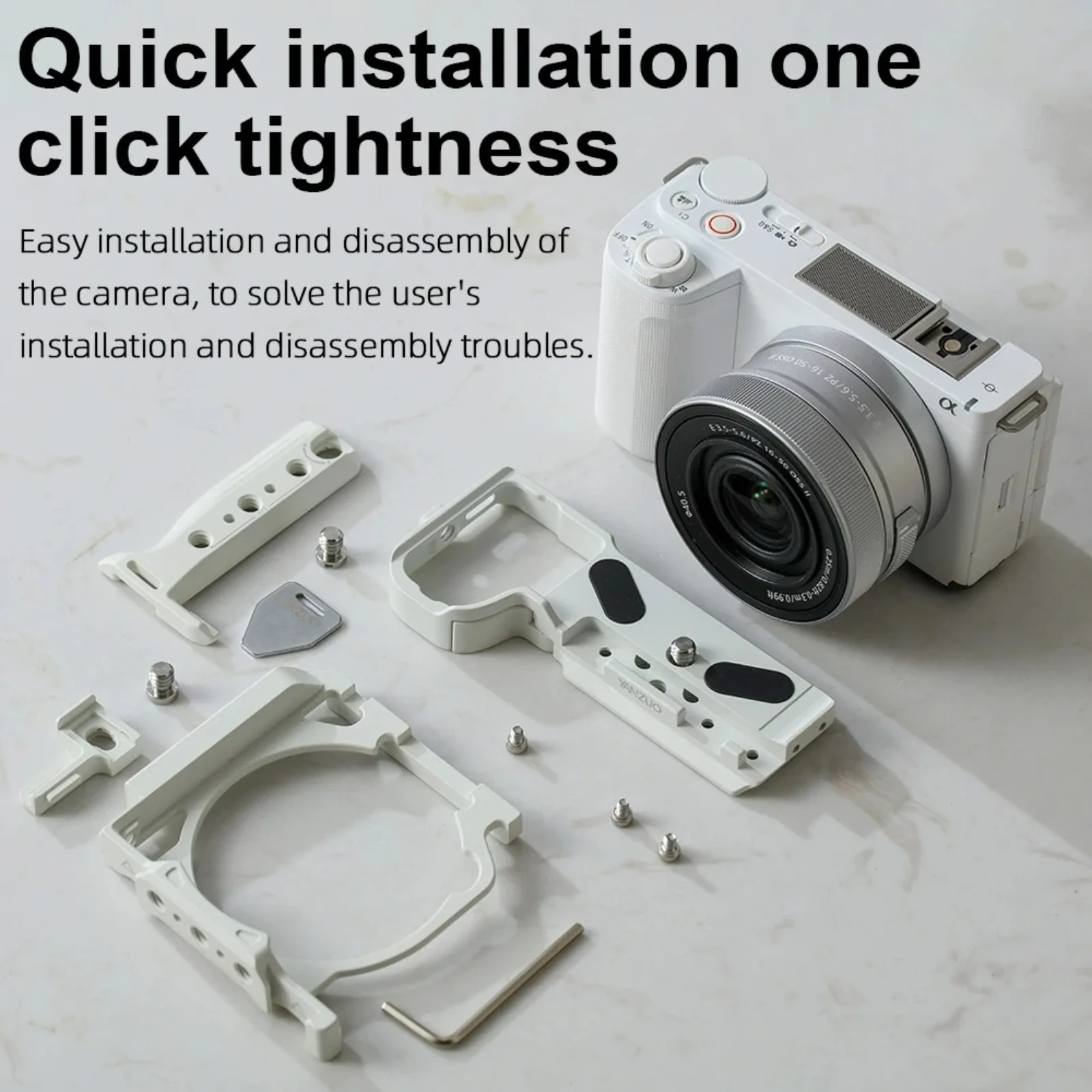 YANZUO هيكل قفصي الشكل للكاميرا لسوني ZVE10 II كاميرا أرنب اكسسوارات Zve10m2 استقرار المعادن التوسع قفص قوس #3