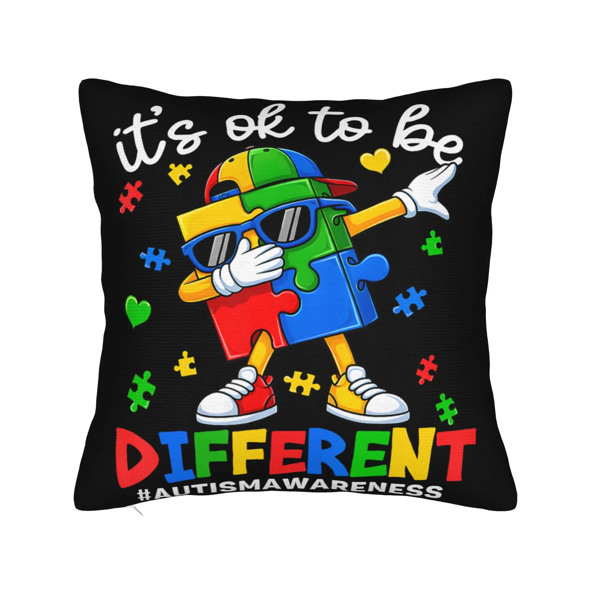 Decorative Pillowcase Dabbing Puzzle Autism Awareness Merch Living Room  Throw Pillow Case Cover Square Multiple Sizes