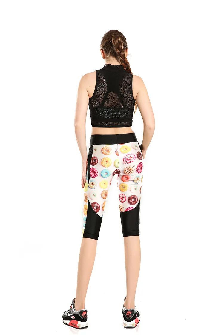 Estampado Delicious Donuts Pantalones deportivos de cintura alta siete al por mayor