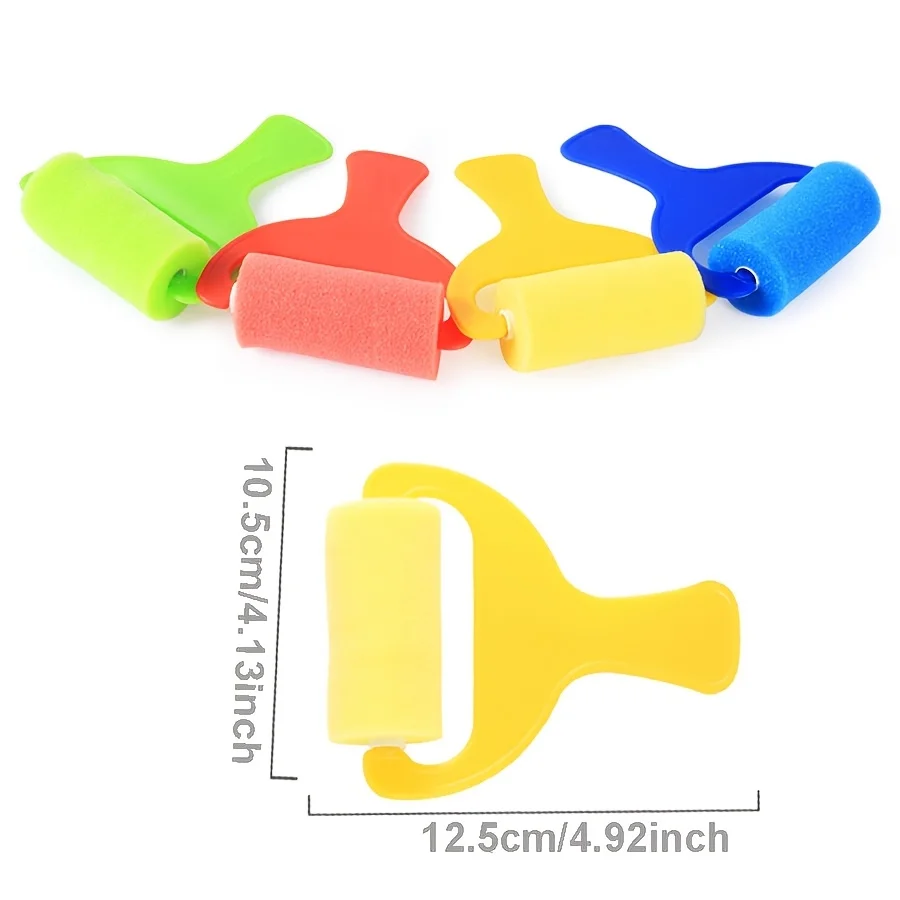 4pcs/set Available Paint Watercolor Painting Sponge Brush Cartoon Pattern Drawing Tools Roller Stamp Art Painting  ZSY