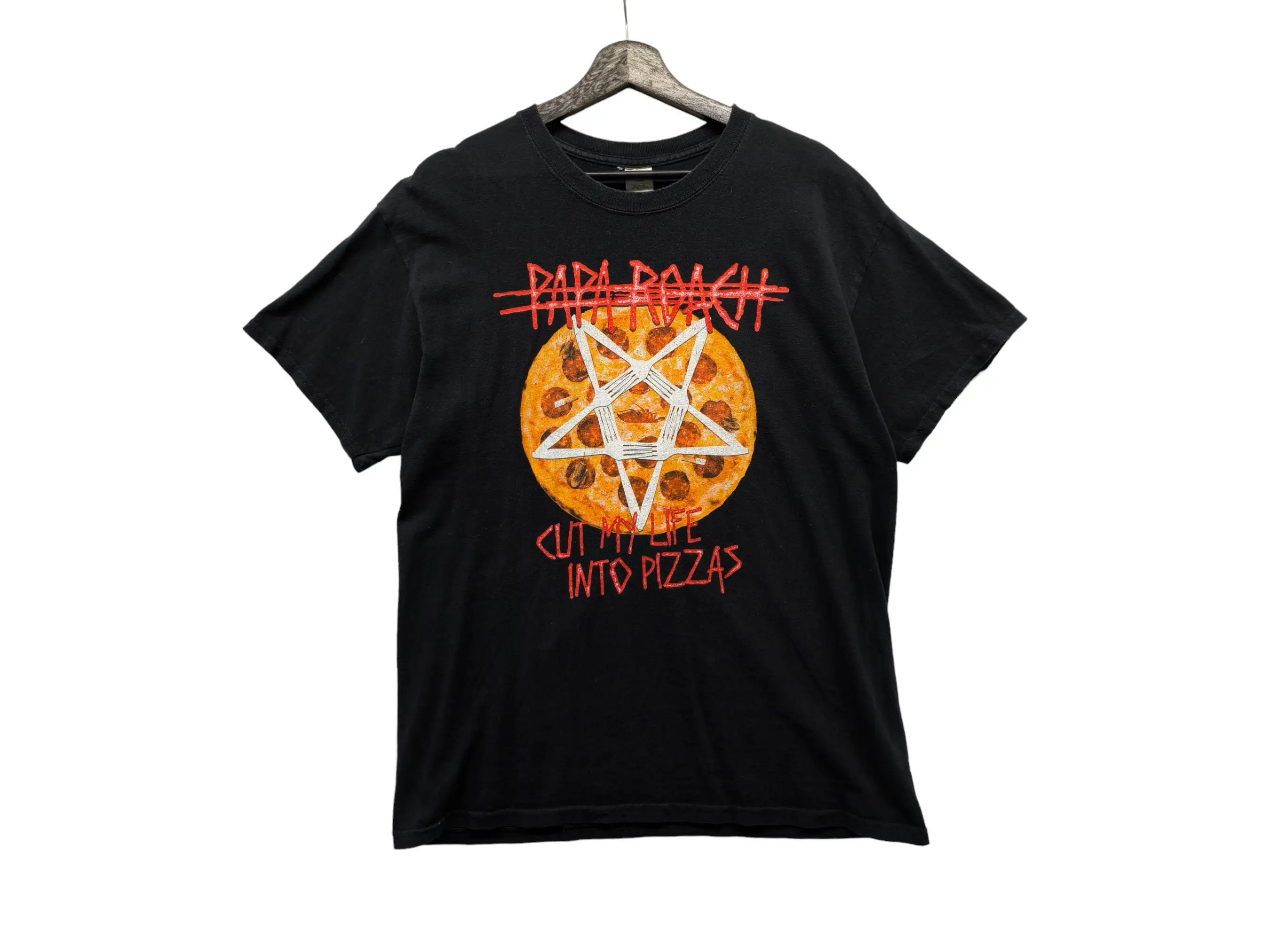 Papa Roach Cut My Life Into Pizzas This Is Plastic Fork Last Resort Rock Band T Shirt Double Sided L