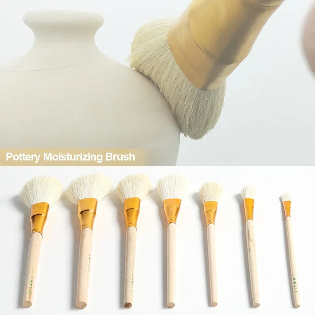 DIY Ceramic Large-area Coloring Brush Glaze Hydration Tool Pottery Soft Hair Fan-shaped Brush Good Water Absorption