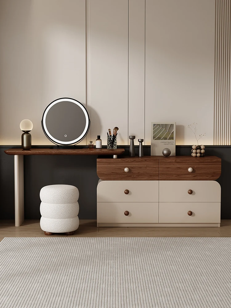 

Dresser, chest of drawers, integrated solid wood dressing table, bedroom, bedside storage cabinet, wabi sabi Nordic