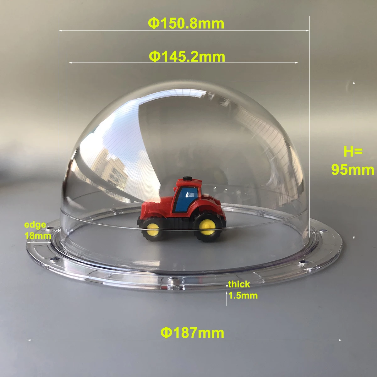 5.72 Inch CCTV Camera Transparent Cover Outer Clear Glass Protection Dome Housing Hemisphere Shell 187x95mm For Panasonic Camera