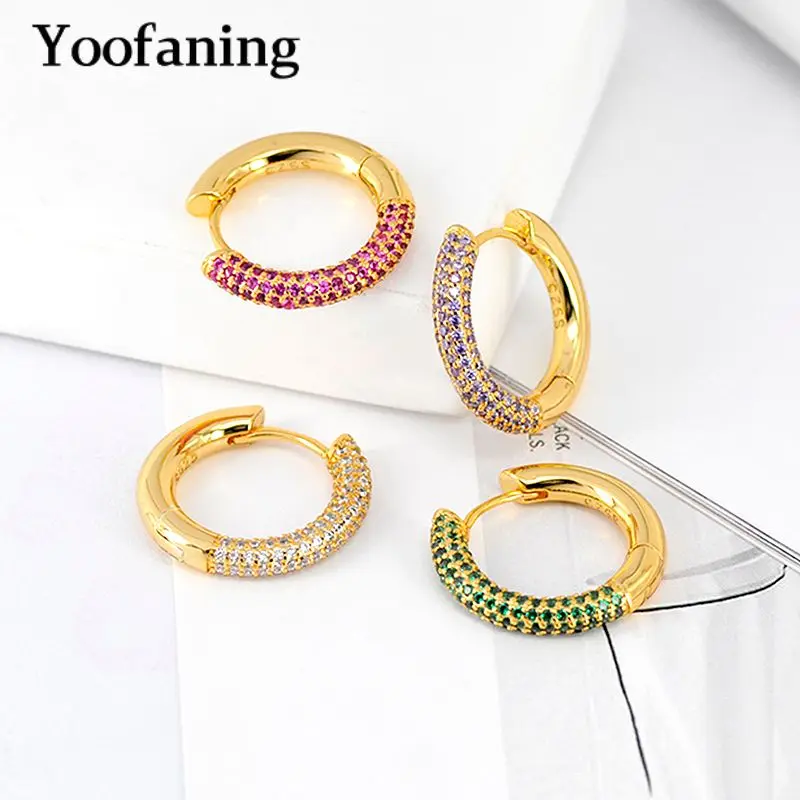 

1PC 925 Sterling Silver Needle Semi-mounted Zircon Single Hoop Earrings Women's Fashion Luxurious Earrings Party Ear Accessories