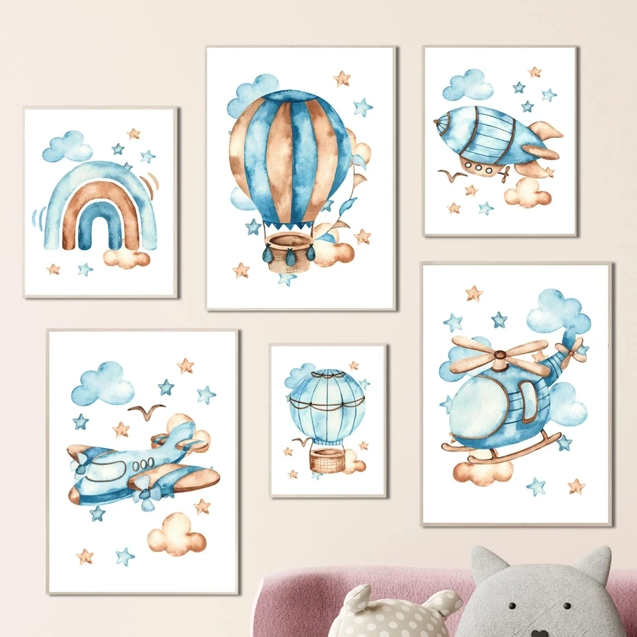 Diamond Painting Hot Air Balloon Rocket Helicopter Rainbow Cartoon Embroidert Nordic Posters mosaic Wall Picture Kids Room Decor