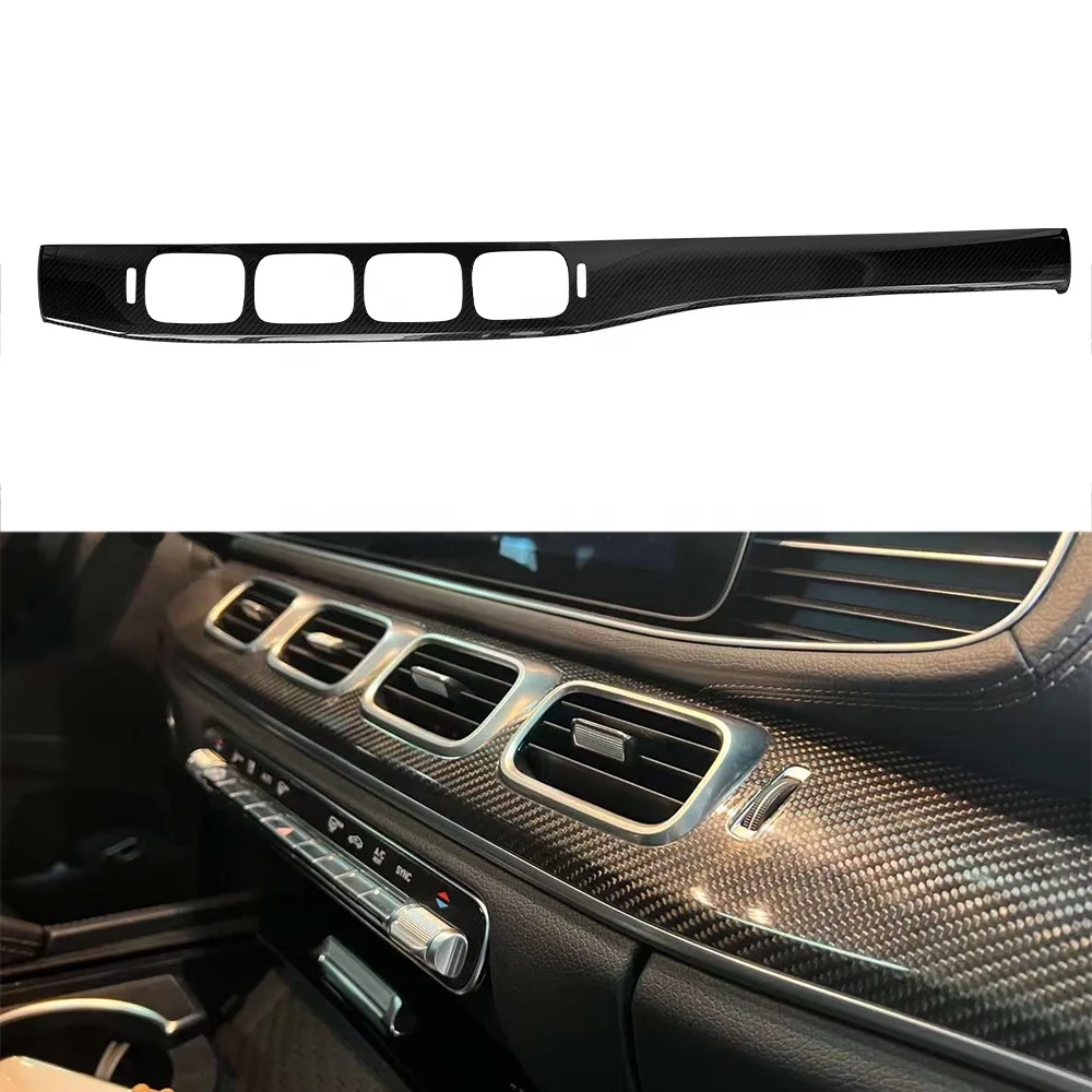 For Mercedes W167 GLE Class 2019-2022 Dry Carbon Fiber Carbon Black UV Coat Car Interior Kit Center Console Cover Trim 3M Tape