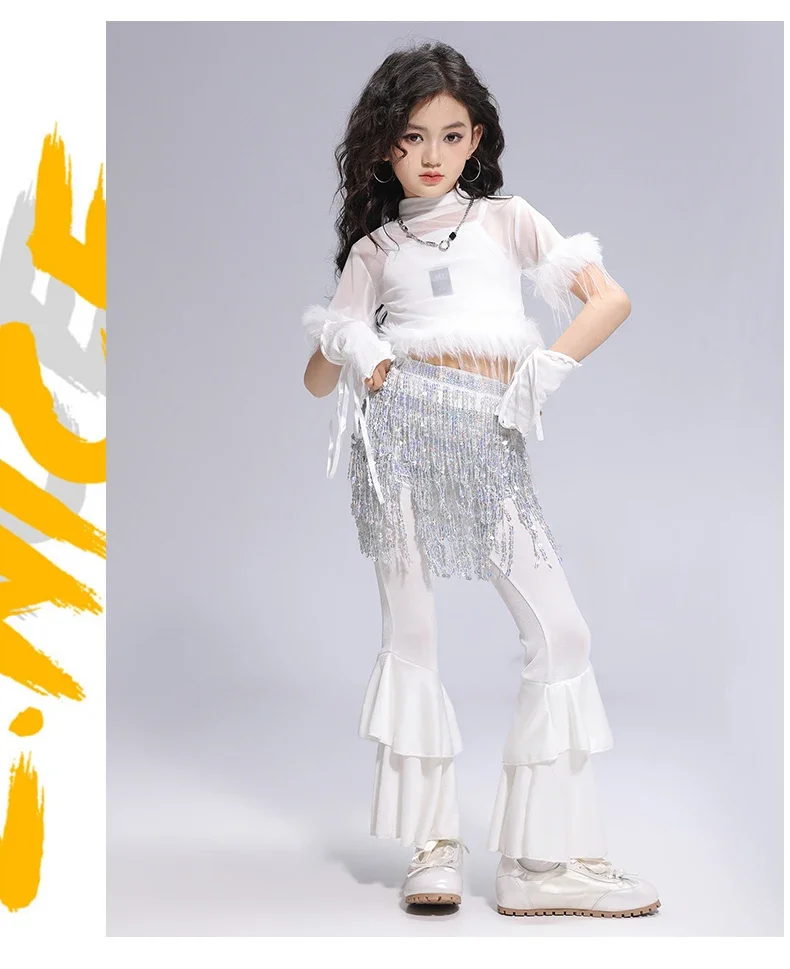 Pailletten-Jazz-Tanzkostüm für Mädchen, schmal geschnitten, Kpop-Girlgroup-Bühnenoutfit, kurzer Rock, Laufsteg-Show-Tanzkleidung – Detail 10