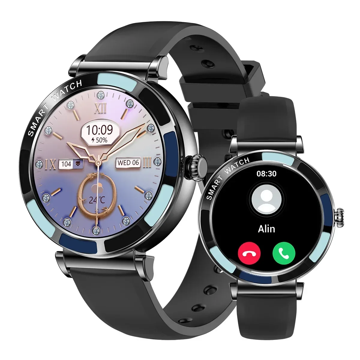 

2024 Women's Smartwatch Custom Dial Steel Design Bluetooth Calling Sports Fitness Tracker. Heart Rate Monitoring for Android IOS