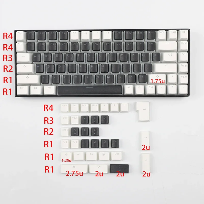 لوحة مفاتيح ميكانيكية شفافة من جلد الحليب بلونين PBT 104/84/87/68/63/61/أقحوان متقاطع مخصص