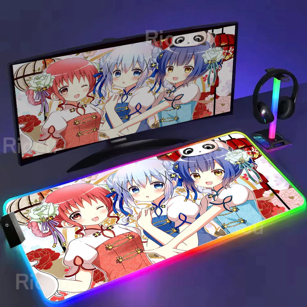 

New RGB Mousepad Is The Order A Rabbit Mouse Pad Keyboard Mouse Anime Desk Mat Laptop Gaming Accessories PC XXL 90x40cm Mice Mat