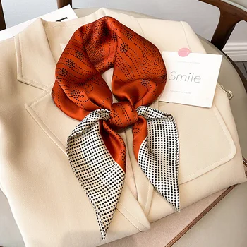 70*70 ผ้าพันคอผู้หญิงผ้าไหมซาตินผ้าพันคอผู้หญิง Neckerchief ผ้าพันคอหรูหรา Foulard ผู้หญิงผ้าพันคอผ้าไหมผ้าพันคอ Laven Official Store