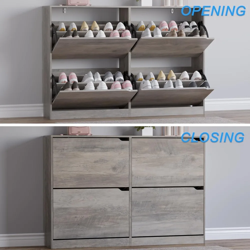 خزانة تخزين الأحذية الضيقة النحيفة مع 4 أدراج، منظم رف الأحذية قائم بذاته للمدخل والممر
