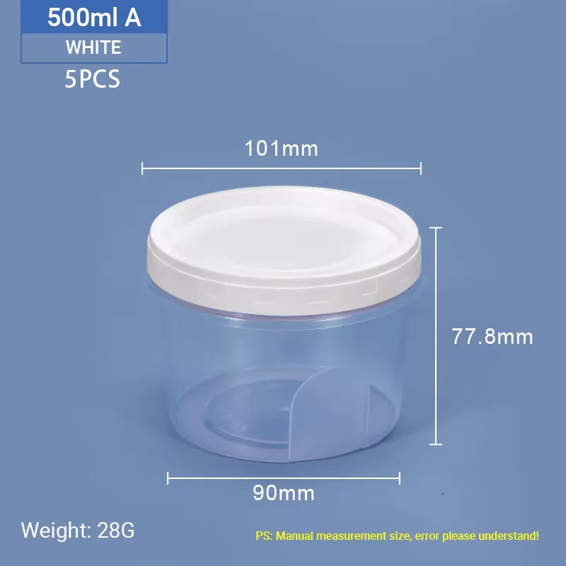 5pcs Round Plastic Containers With Lids,High Appearance Level Food Grade Packing Boxs,Used to Pack Food And Liquids