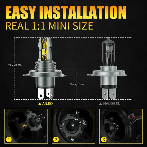 Imagen 2 del producto AILEO 2 uds luces Led H4 haz alto y bajo alta calidad 20000Lm 90W H7 CSP bombilla de faro para coche 6500K lámpara de automóvil de circulación diurna