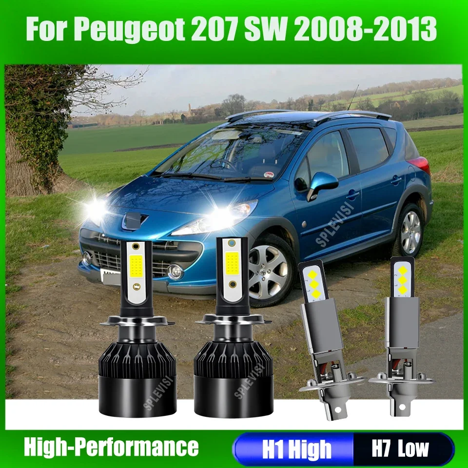 12v H1 H7 Led White Xenon 6500k Headlights -Improves 300% heat dissipation For Peugeot 207 SW 2008 2009 2010 2011 2012 2013