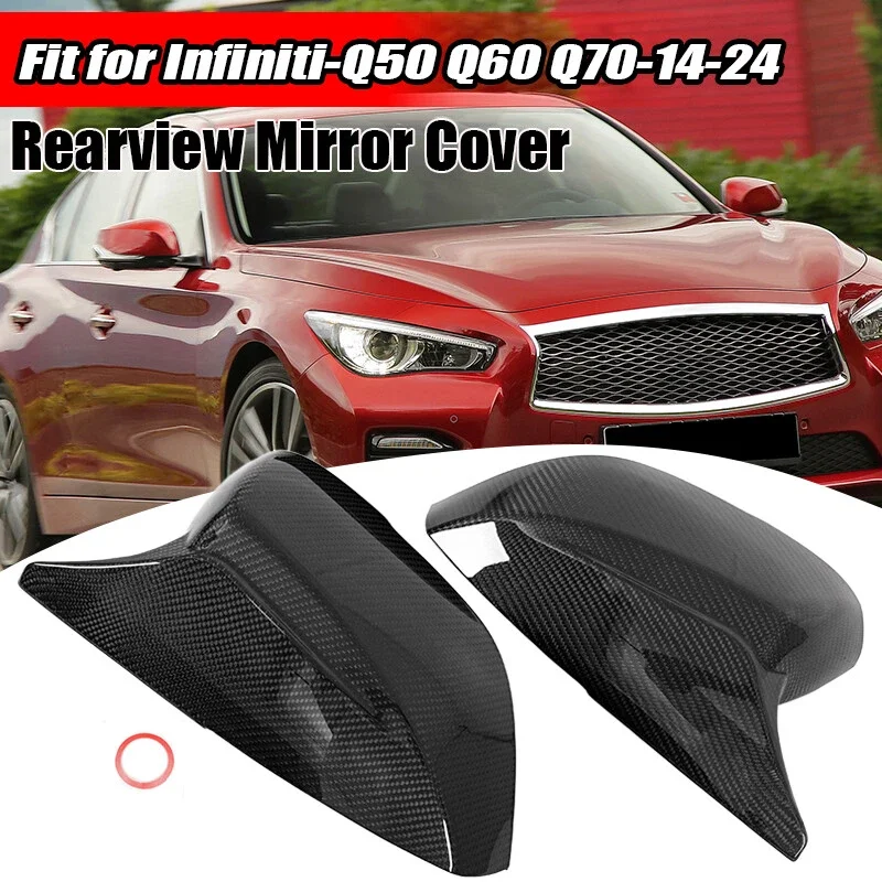 

Для Infiniti Q50 Q60 2014 2015 2016 2017 2018 2019 2020 2021 1 пара автомобильных крышек боковых зеркал из углеродного волокна в стиле M3
