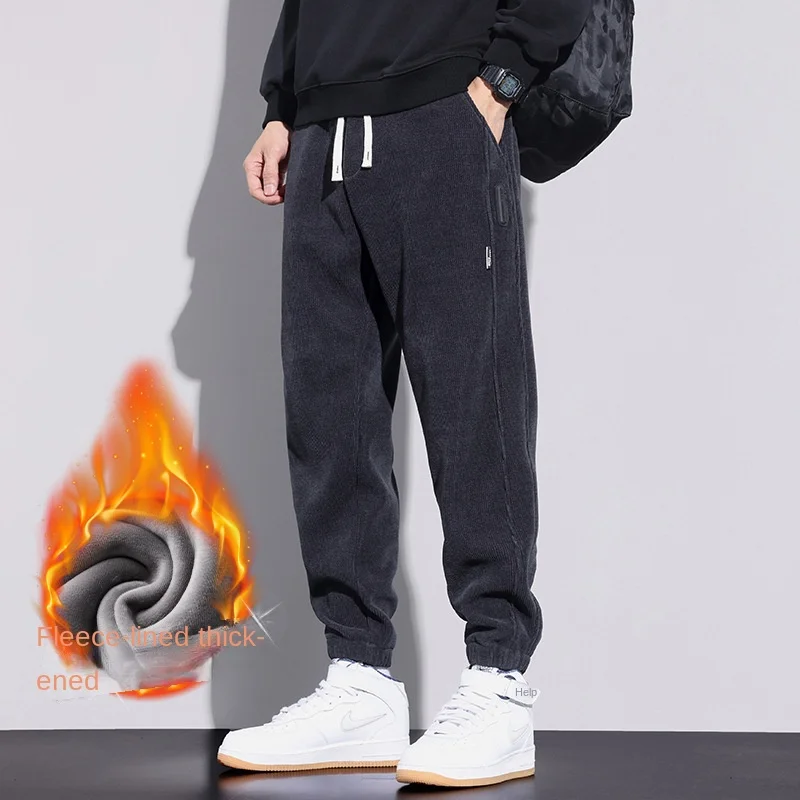 Men Baggy Pants Corduroy Sweatpants Fashion Streetwear Clothes Autumn Winter Trousers Loose Casual Fleece Plus Size 5XL Pants