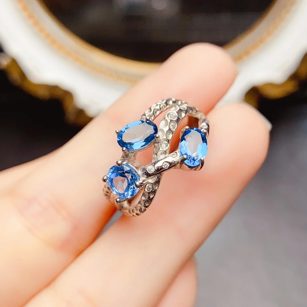 

FS 4*6 мм кольцо с натуральным топазом для женщин, стерлинговое серебро S925, изысканное очаровательное свадебное ювелирное изделие, подарок MeiBaPJ с сертификатом