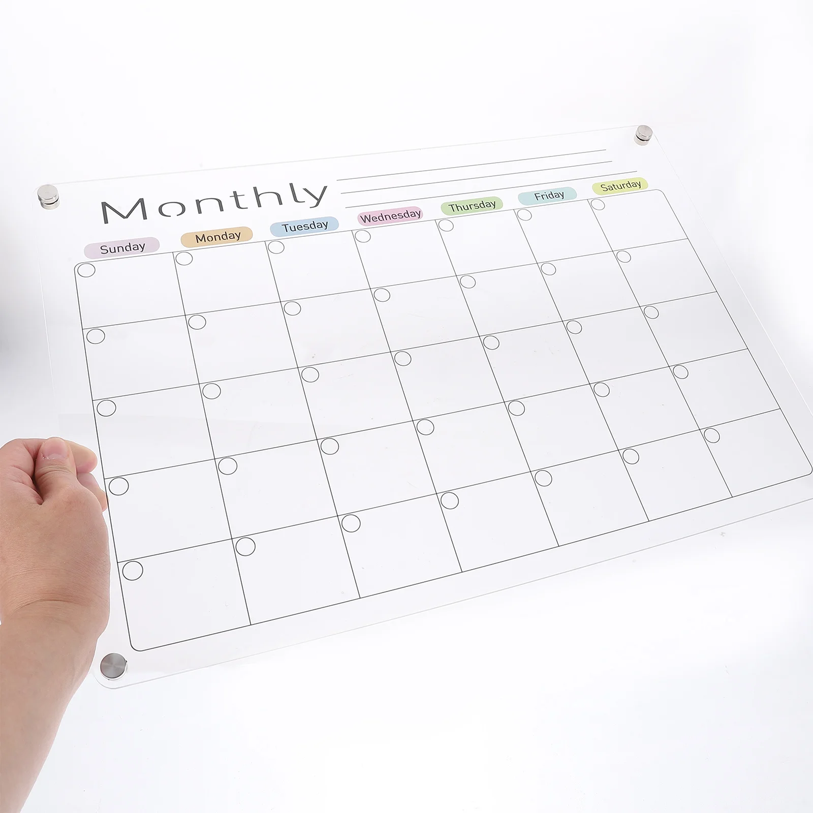 لوحة تخطيط الثلاجة المغناطيسية من الأكريليك، قوية ومسح جاف، سبورة بيضاء، منظم تذكير، تقويم أكريليك #3