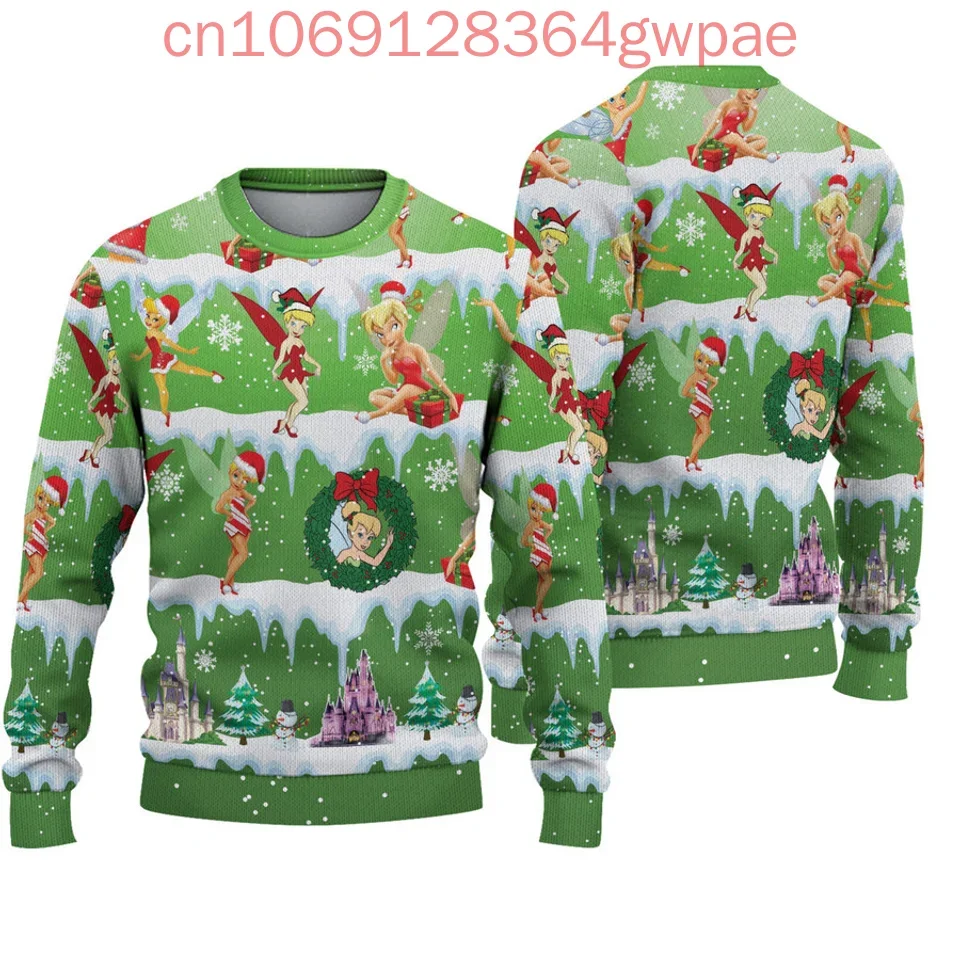 Tinker Bell Christmas Sweater Men's Women's 3d Print Ugly Sweater Disney Peter Pan Ugly Christmas Sweater Tops