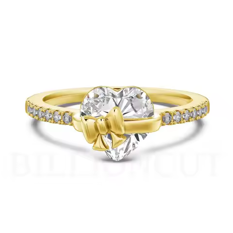 NEW 925 Sterling Silver Romantic Heart Bow Ring Delicate Shining Inlaid Design, Sweet Luxury Engagement Ring for Women Jewelry