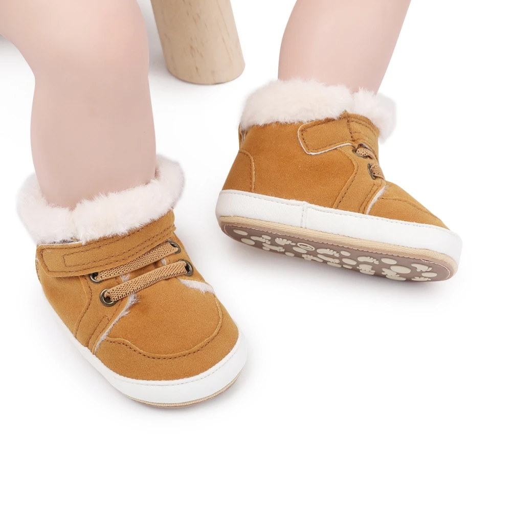 

Baywell Baby Boys Girls High-Top Sneakers Winter Infant Soft Anti-Slip Sole PU Warm Shoes Newborn First Walker 0-18 Months