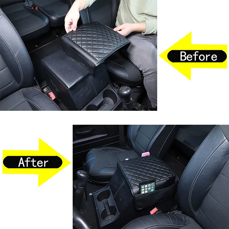 For Land Rover Defender 90 110 2004-2019 Leather Car Seat Armrest Center Console Box Cover Car Accessories