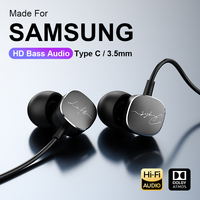 For Samsung Type C Wired Earphones HiFi Bass Surround Sound 3.5mm In-ear Headphones For iPhone 16 Galaxy Ultra S25 S24 Headsets