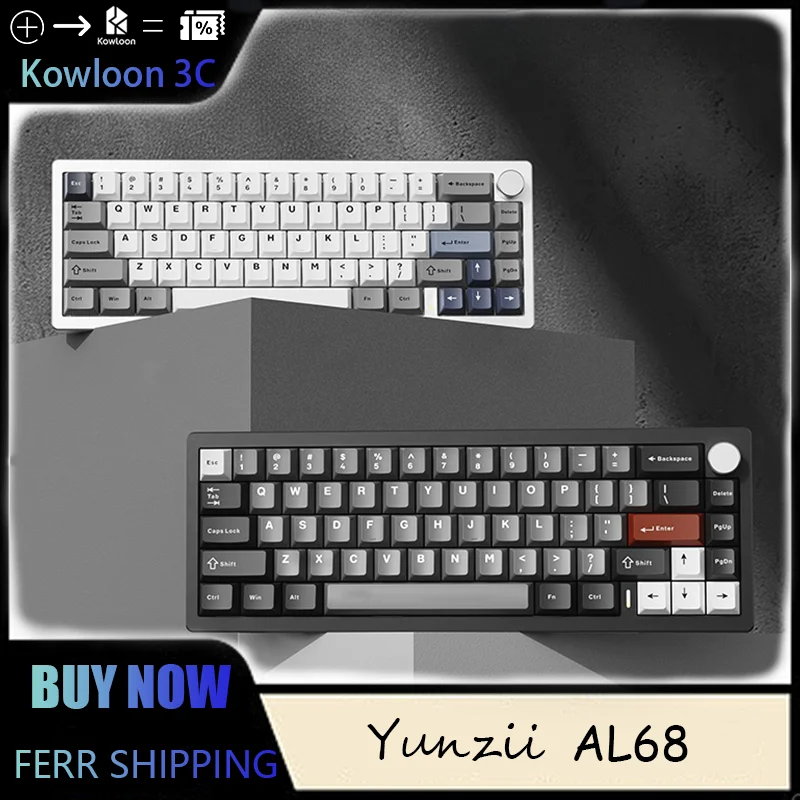 YUNZII AL68 Mechanical Keyboard Wireless Custom QMK/VIA Aluminum Hot Swap Gasket Gaming Laptop Desktop Tri-mode Bluetooth