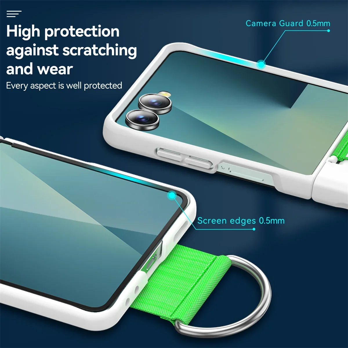 Luxuriöse Matte PC-Handyhülle für Samsung Galaxy Z Flip 8/7/6/5 mit Handschlaufe Ringhalter Handkettenband Cover für ZFlip 7 FE – Detail 16
