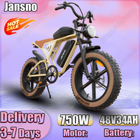 JANSNO X70 Electric Bike 750W Powerful Motor 48V34AH Dual Lithium Battery E Bike Adult City 20*4 Inch Fat Tire Electric Bicycle