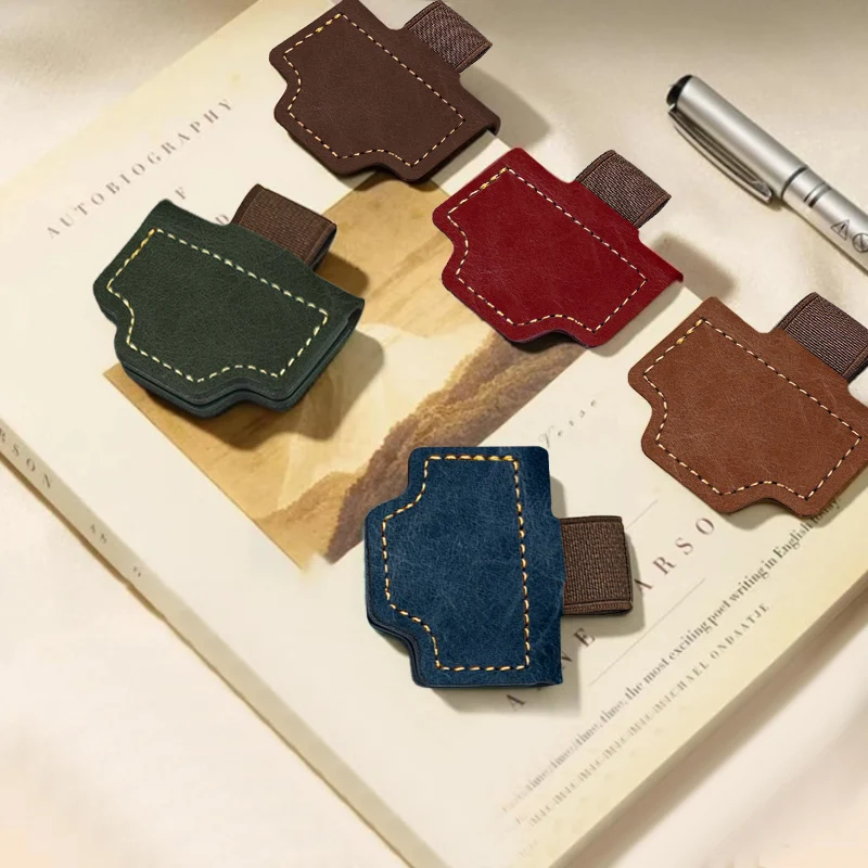 Personalized Magnetic Leather Bookmarks With A Pen Holder, Featuring A Bygone Mark, , Both Men And Women.
