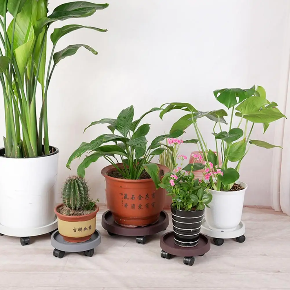 Floor Protection Plant Stand Wheeled Plant Caddy with 4 Wheels Round Mobile Flowerpot Stand Planter Pot Mover Dolly for Indoor