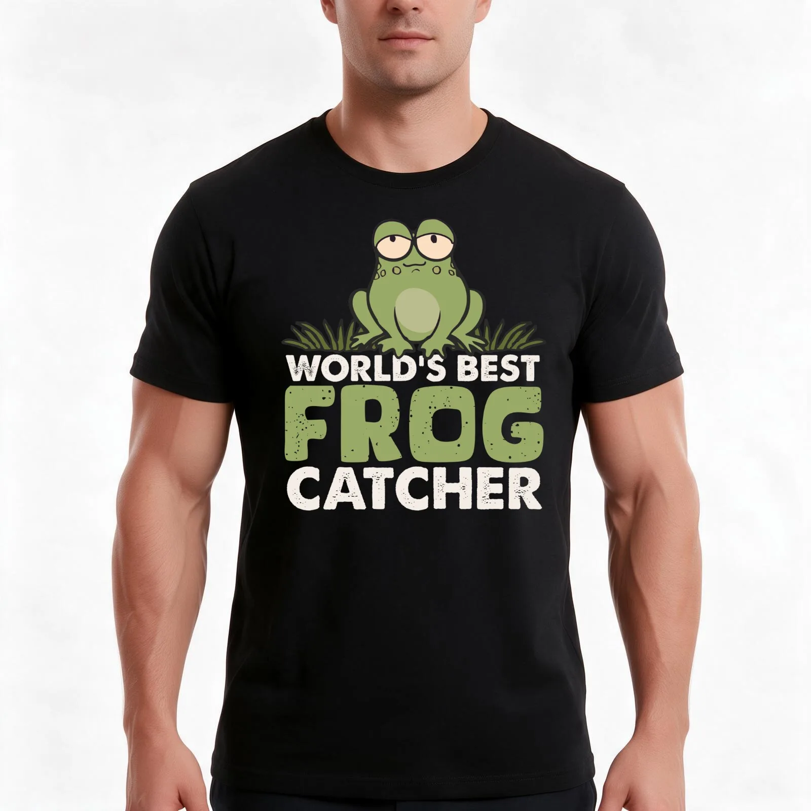 World's Best Frog Catcher Funny Gifts for Kids Who Love Catching Frogs T-Shirt, Summer Casual Cotton Tee, Vintage Graphic Print