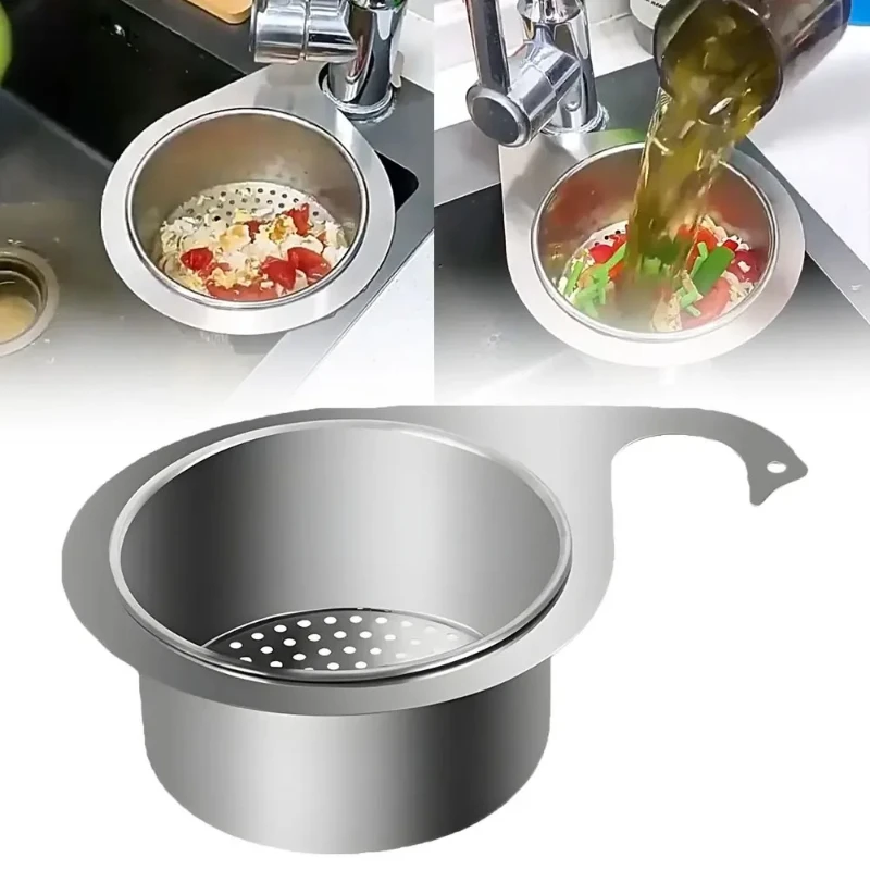 

Creative Kitchen Sink Strainer Basket Stainless Steel Hanging Waste Drain Filter Basket Fruit Vegetable Drainer Storage