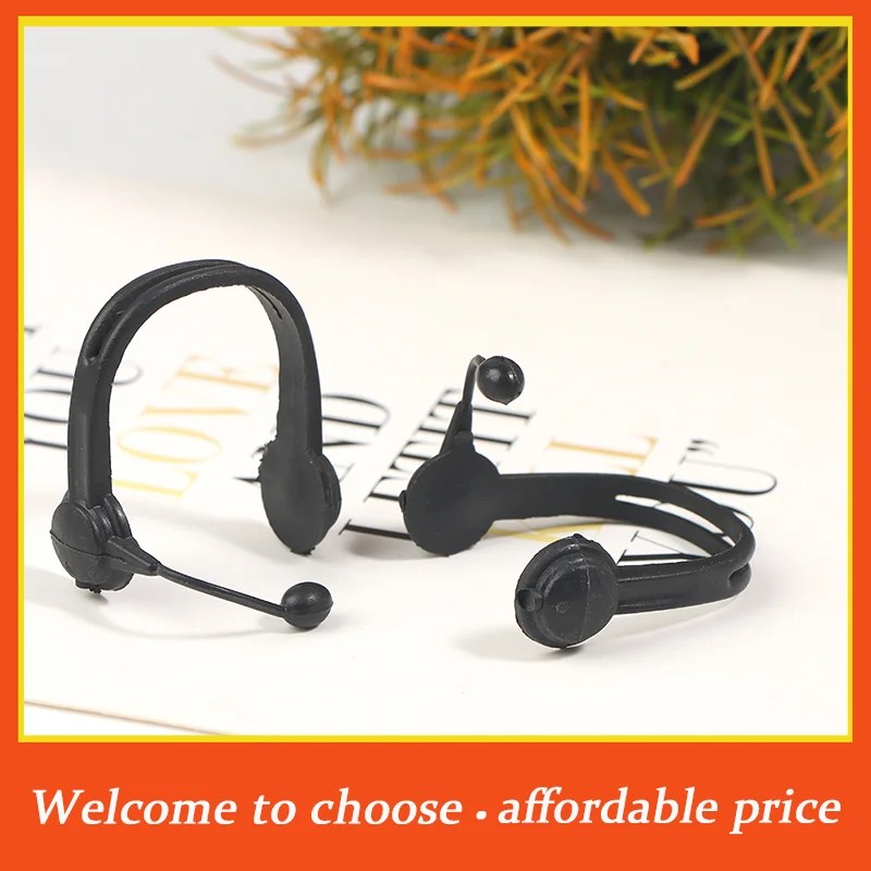 TH 2Pcs plastic Home Living Scene Decor Toy Doll House Accessories 1:12Dollhouse Miniature Earphone Headset Headphone Model