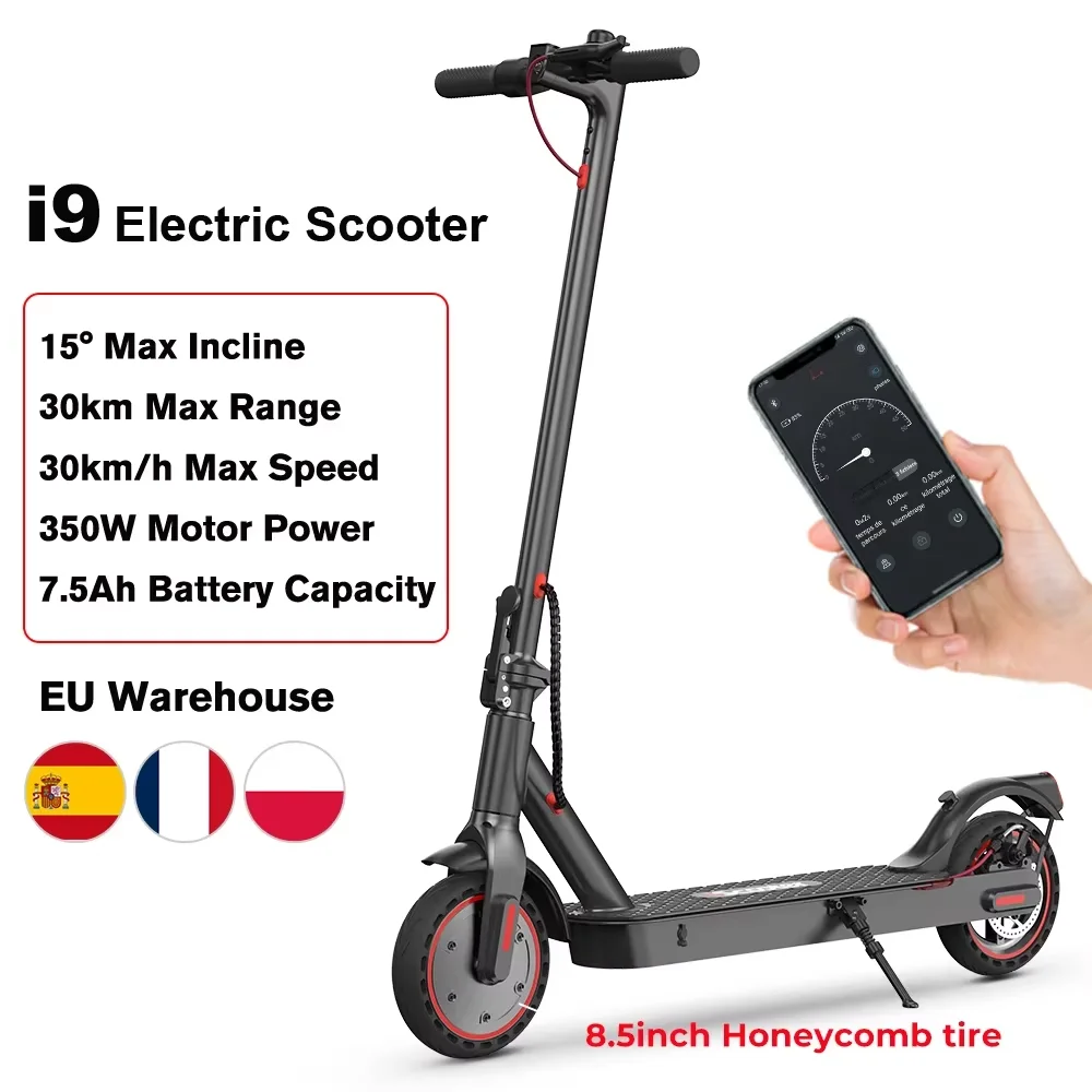 IScooter-patinete eléctrico i9, Motor de 350W, 36V, 7,5 Ah, 30km de alcance, neumático de panal de 8,5 pulgadas, con aplicación ECO Display