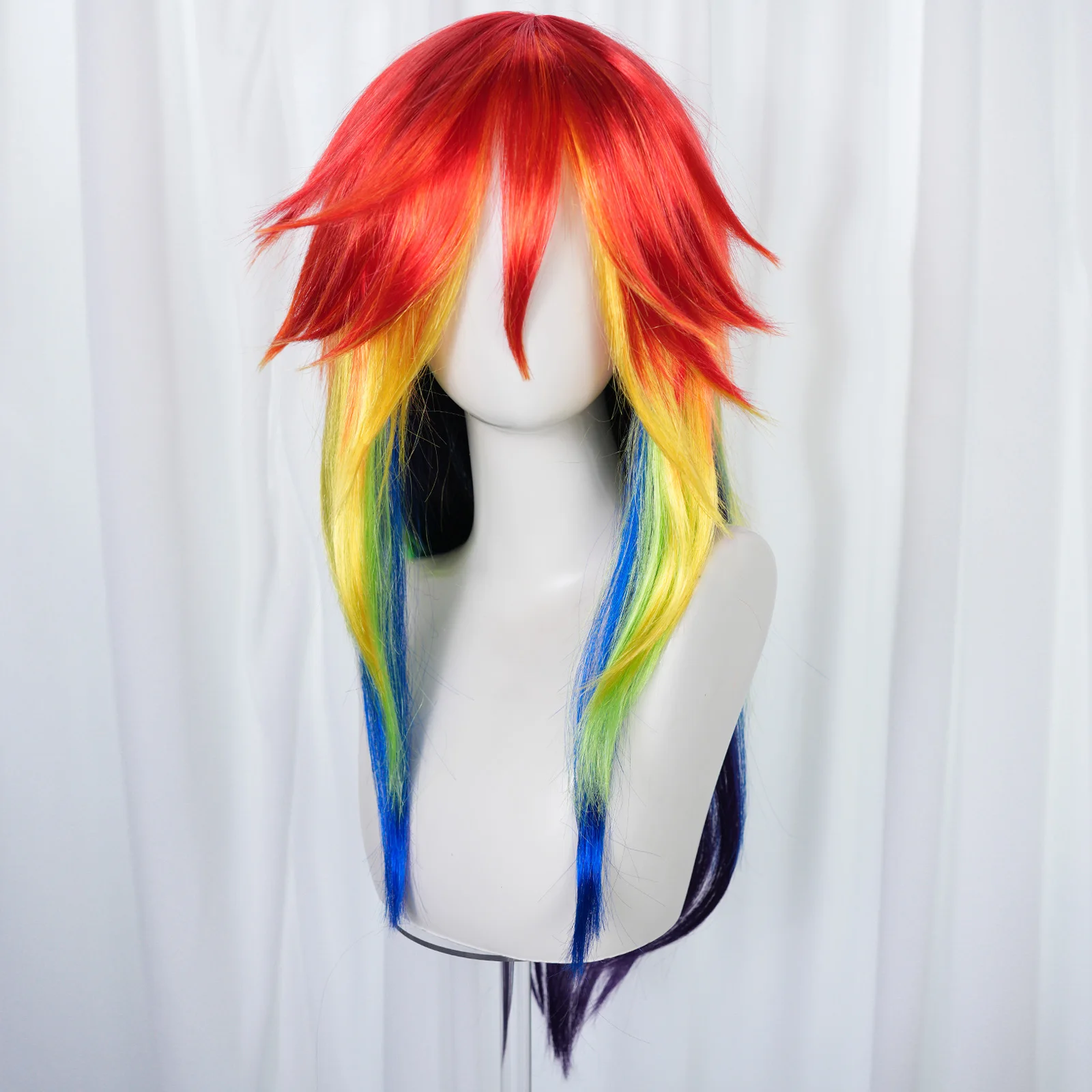 

Synthetic Long Rainbow Gradient Cosplay Wig, Suitable For Creative Dressing, Personalized Cosplay Styling And Other Scenarios