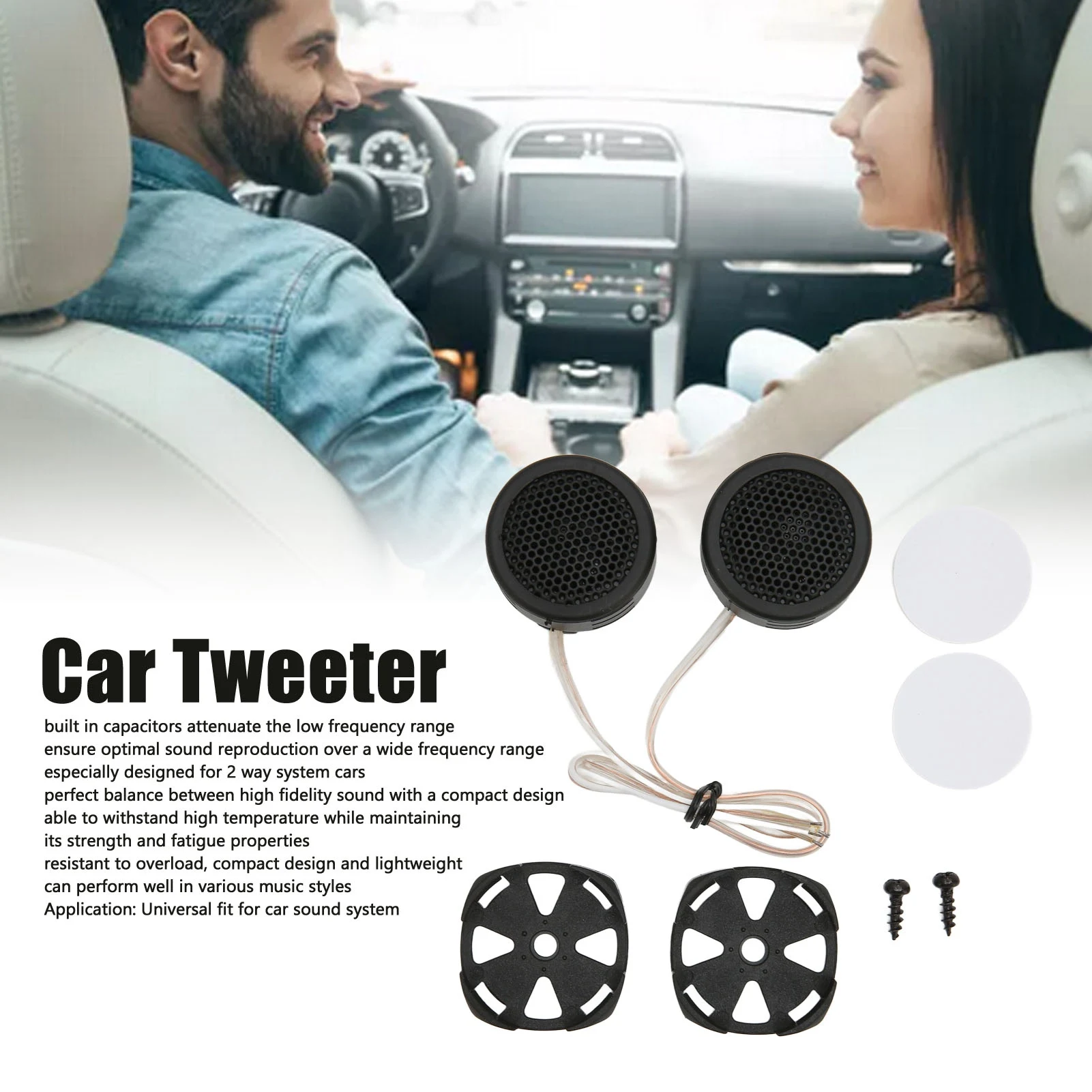 Car Tweeters 97dB 500W Dome Interior Stereo Audio Loudspeaker with Base for Sound System Car Audio Loudspeaker Car Tweeter