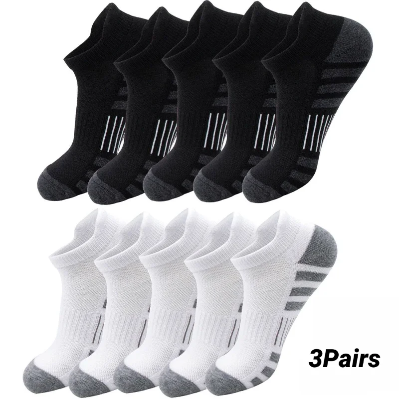 3 Pairs Ankle Athletic Running Socks Cushioned  Breathable Low Cut Sports Tab Socks For Men And Women