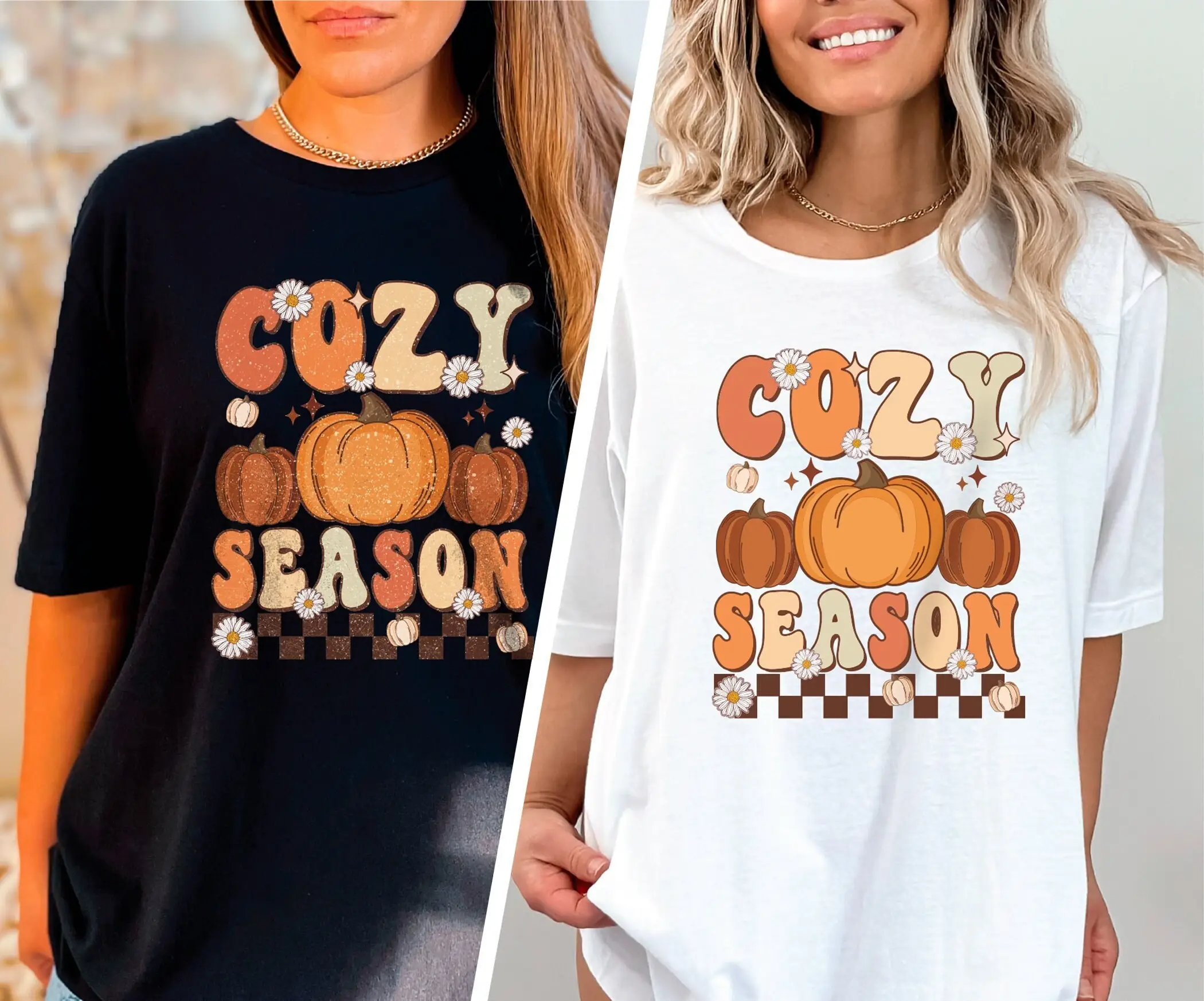 Vintage Cozy Season T Shirt Pumpkin Patch Fall Themed Spice Lover Vibes Retro Crewneck