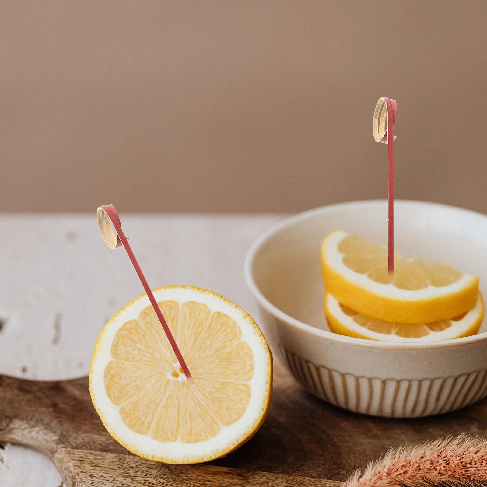 

100pcs Bamboo Fruit Picks Disposable Appetizer Picks For Cocktail Sushi Dessert Party Food Sticks Drink Pick Finger Ring Design