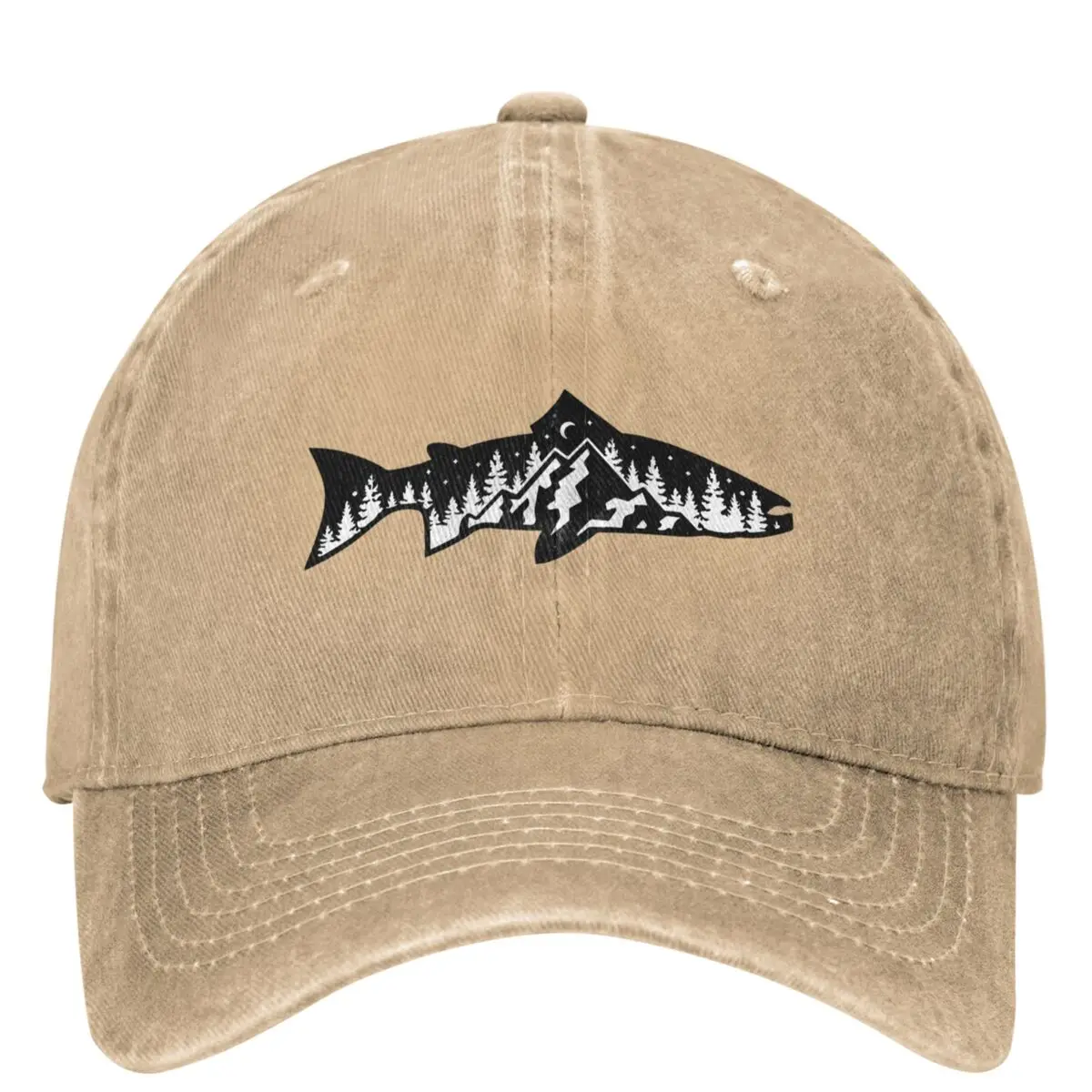 

Fish Shaped Mountain Range Baseball Cap Forest Unisex Men Sunscreen Hip Hop Hats Summer Trendy Outdoor Sports Baseball Caps